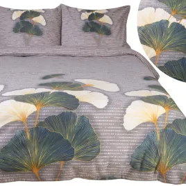 posciel-180x200-komplet-flanela-bawelniana-z-meszkiem-ciemno-szara-w-liscie