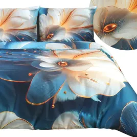 komplet-poscieli-160x200-satyna-bawelna-druk-cyfrowy-kwiaty-niebieskie-tlo