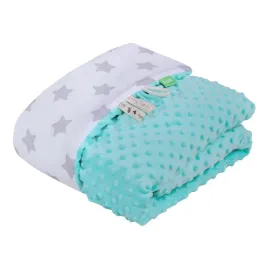 lulando-kocyk-minky-stars-white-mint-80x100cm