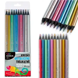 kredki-trojkatne-metaliczne-kidea-10-kolorow