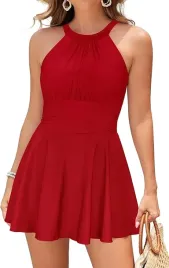 sukienka-kapielowa-z-szortami-czerwona-l-shekini