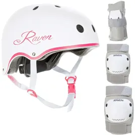 zestaw-raven-kask-essto-white-pink-s-ochraniacze-dexard-grey-s