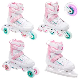 rolki-raven-rosi-regulowane-28-32-biale-rozowe-4-kolka-led-abec-7