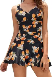 sukienka-kapielowa-z-szortami-czarna-w-cytryny-s-shekini