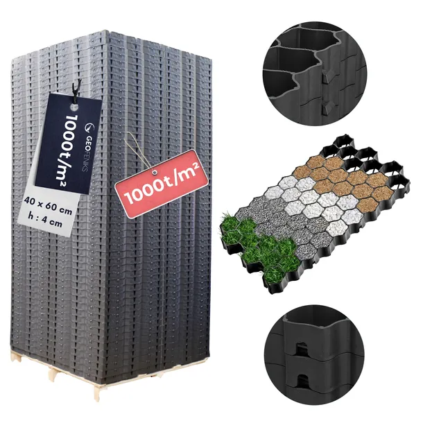 GEOKRATA Kratka Drogowa Parking Trawnikowa | PALETA 204 szt. Wysokość 4 cm