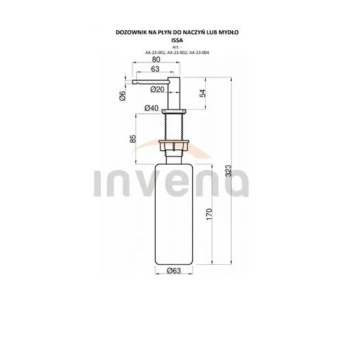 invena-issa-dozownik-do-plynu-500-ml-blatowy-chrom-aa-23-001-wysokosc-produktu-31-7-cm