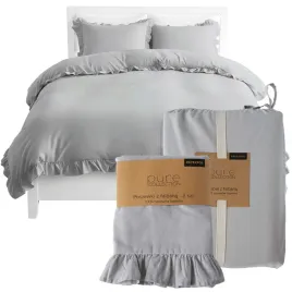 posciel-z-falbana-bawelniana-boho-szary-pure-collection-premium-160x200cm