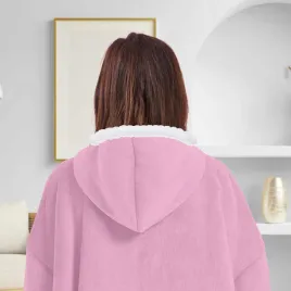 bluzokoc-rozowy-ponczo-bluza-z-kapturem-kieszen-polar-w-gwiazdki-oversize-1