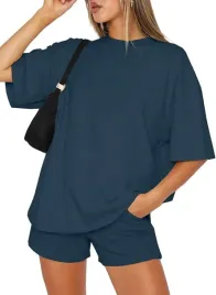 damski-komplet-letni-koszula-szorty-s-65percent-bawelna-granatowy-e1413