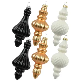 szklane-sople-choinkowe-bombki-ksztaltki-zawieszki-czarno-bialo-zlote-15cm