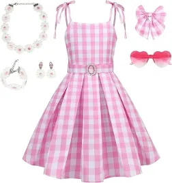 sukienka-dziewczeca-rozowa-w-kratke-dodatki-ksiezniczka-bal-110-d1-6