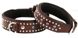 michur-obroza-dla-psa-duza-skorzana-z-niebieskimi-kamieniami-brazowa