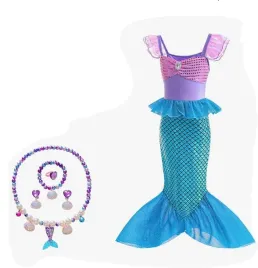 kostium-mala-syrenka-arielka-sukienka-wzor-akcesoria-6-7-lat-120-cm