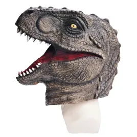 maska-na-twarz-maska-dinozaura-lateks-zwierzeta-brazowy