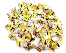 3d-motyle-zolte-dekoracja-scienna-naklejki-magnetyczne-72-sztuki