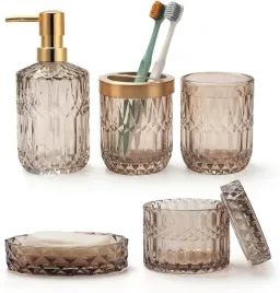 lazienkowych-zestaw-akcesoriow-5-elementow-szklo-bursztynowe
