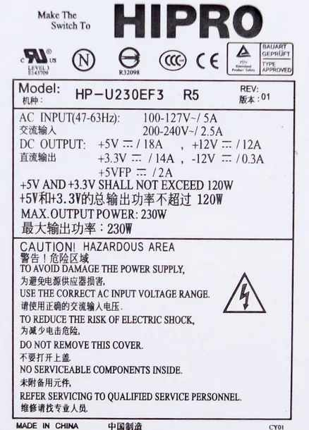 hipro-hp-u230ef3-230w-power-supply-pn-12-87383-05-kod-producenta-hp-u230ef3