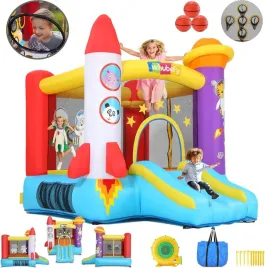 zamek-dmuchany-rakieta-dla-dzieci-ze-zjezdzalnia-i-dmuchawa