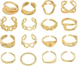 pierscionki-zestaw-16-damskich-zlotych-minimalistycznych-regulowanych