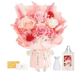 bukiet-wieczny-roz-z-wazonem-zakonserwowane-prawdziwe-roze