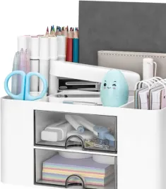 organizer-biurkowy-z-szufladami-5-przegrodek-na-przybory-biurowe-bialy