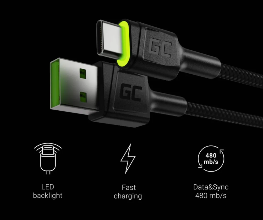 przewod-usb-c-2m-ray-usb-a-usb-c-green-cell
