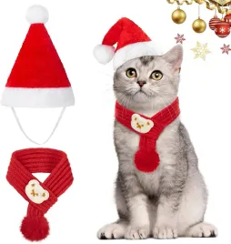 kostium-swiateczny-dla-kota-psa-czapka-i-szalik-rozowy