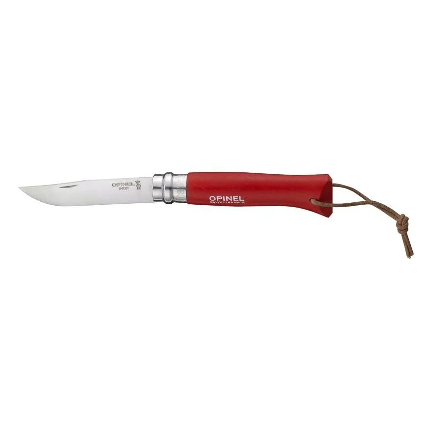 noz-opinel-colorama-08-inox-grab-czerwony-rzemien-marka-opinel