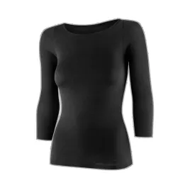 brubeck-damska-koszulka-termoaktywna-rekaw-3-4-comfort-merino-czarny-m