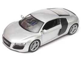 audi-r8-metalowy-model-w-skali-1-24-welly-srebrny-otwierane-drzwi-i-pokrywa