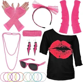 stroj-przebranie-karnawal-disco-neon-lata-80-90-zestaw-rozm-m-rozowy