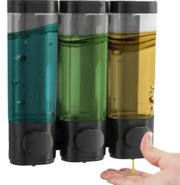 dozownik-do-mydla-bez-wiercenia-wiszacy-3x300ml-czarny-3-czesciowy