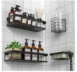 elegancki-zestaw-polek-lazienkowych-metalowe-czarne-bez-wiercenia