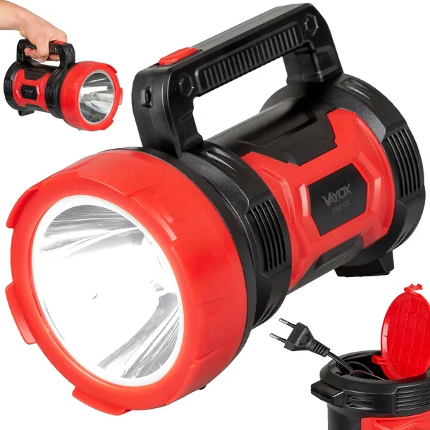 LATARKA SZPERACZ LED TAKTYCZNA REFLEKTOR AKUMULATOROWA 230V MOCNA VAYOX
