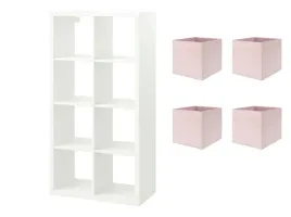 ikea-zestaw-kallax-regal-77x147-cm-bialy-4-pudelka-drona-jasnorozowy