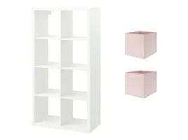 ikea-zestaw-kallax-regal-77x147-cm-bialy-2-pudelka-drona-jasnorozowy