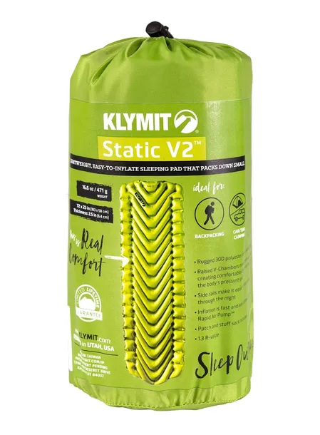 klymit-mata-samopompujaca-static-v2-zielona-grubosc-0-cm