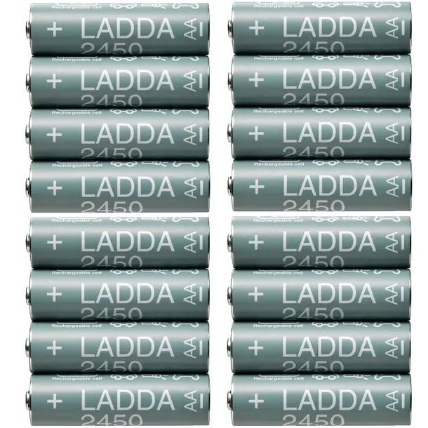 Grube paluszki akumulatorki baterie IKEA LADDA AA R6 2450mAH 16 szt.