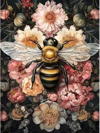 malowanie-po-numerach-pszczola-kwiat-zwierzeta-diy