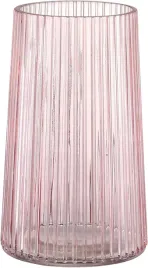 wazon-szklany-rozowy-20cm-prazkowany-nowoczesny