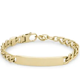 meska-bransoletka-fossil-zloty-lancuch-pancerka-i-blaszka-ze-stali