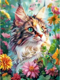 malowanie-po-numerach-kot-z-kwiatami-30-40-cm-diy