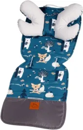 infantilo-zestaw-wkladka-do-wozka-velvet-motylek-zestaw-navy-forest-jasno
