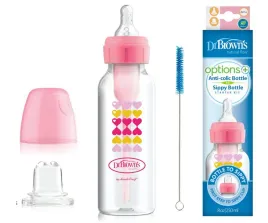 dr-brown-s-butelka-antykolkowa-dekorowana-rozowa-options-250ml-smoczek-6m