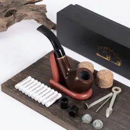 fajka-do-palenia-drewniana-wygieta-z-podstawka-zestaw