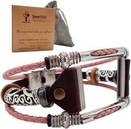 smatiful-zdobiona-skorzana-bransoleta-do-fitbit-brand-charge-3-4-rozowa