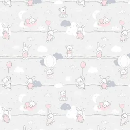 posciel-110x140-misie-zajaczki-szara-rozowa-kids-z-poszewka-40x60