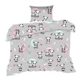 posciel-110x140-pandy-szara-kolorowa-kids-z-poszewka-40x60