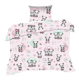 posciel-110x140-pandy-rozowa-kolorowa-kids-z-poszewka-40x60