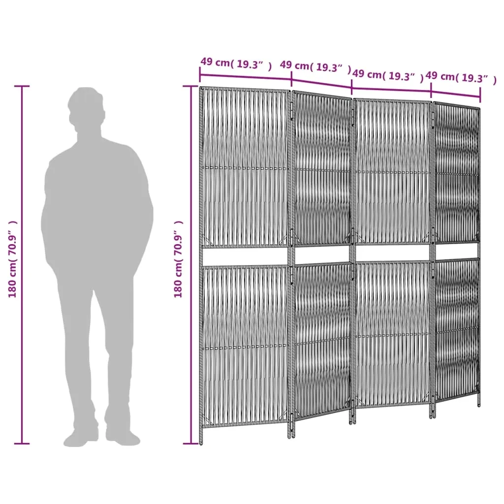 parawan-4-panelowy-brazowy-polirattan-stan-nowy